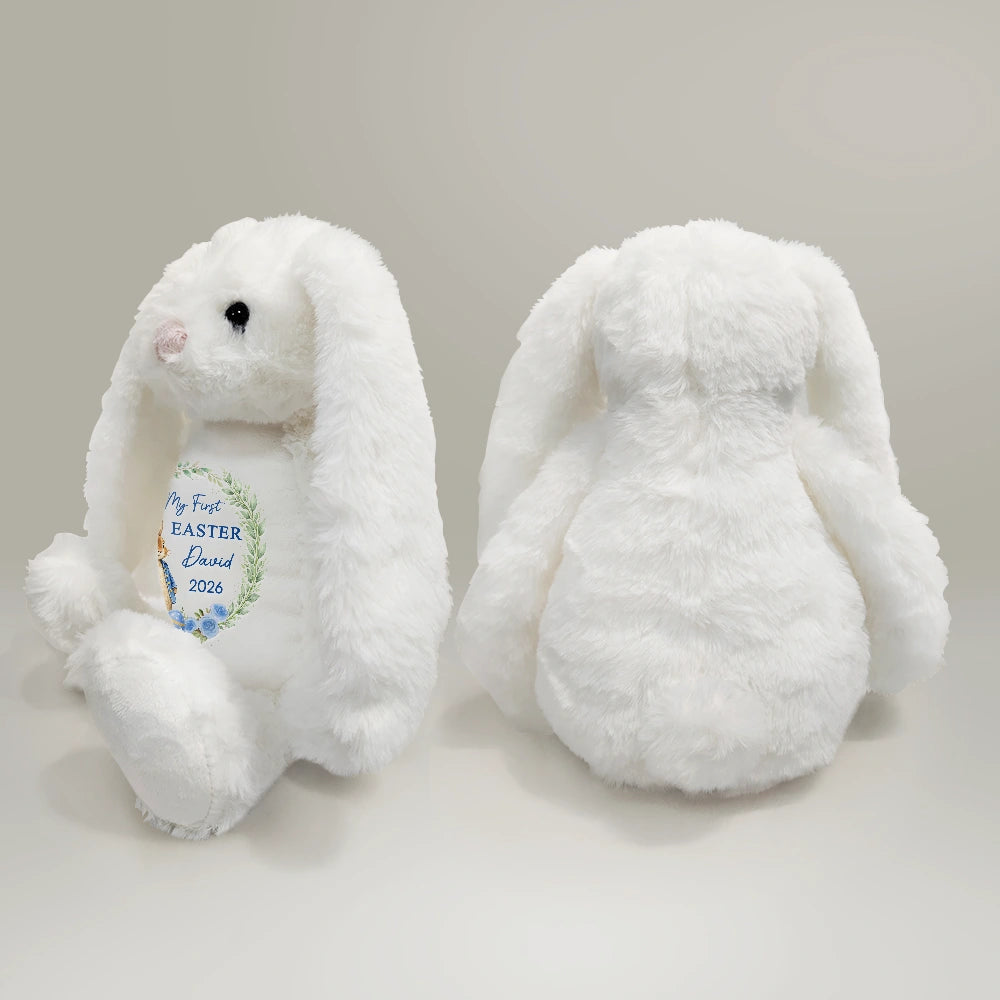 Easter,Gift For Kids,Grandma - Grandkids,Gift For Grandkids,Grandpa - Grandkids,Dad - Children,Mom - Children,Happy - Baby First Easter With Bunny - Personalized Soft Toy Bunny