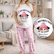 Pregnant Mom,Happy,Expecting Dad - Baby First Year On The Inside With Mom - Personalized Loungewear Set