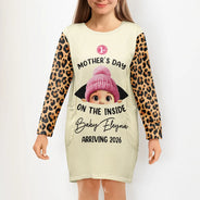 Pregnant Mom,Happy,Expecting Dad - Baby First Year On The Inside With Mom - Personalized Pocket Dress