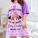 Pregnant Mom, Happy, Expecting Dad - Baby First Year On The Inside With Mom - Personalized Women's Sleep Tee