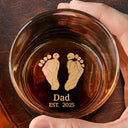 New Dad,New baby,Dad's Hobby,Gift For Father,Happy - Baby Footprints First Christmas Together - Personalized Engraved Whiskey Glass