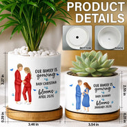 New Mom,New baby,Gift For Mother,Happy,Vector - Baby Growing Blooming New Parents - Personalized Ceramic Plant Pot