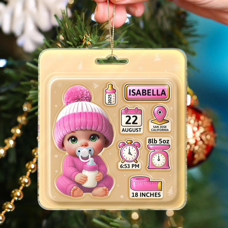 Christmas, New baby, New Mom, New Dad, Happy - Baby Information Toy Box - Personalized Custom Shaped Acrylic Ornament