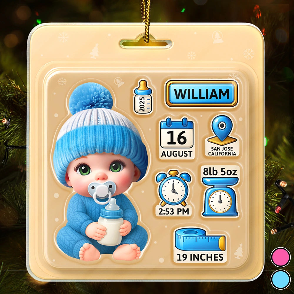 Christmas, New baby, New Mom, New Dad, Happy - Baby Information Toy Box - Personalized Custom Shaped Acrylic Ornament