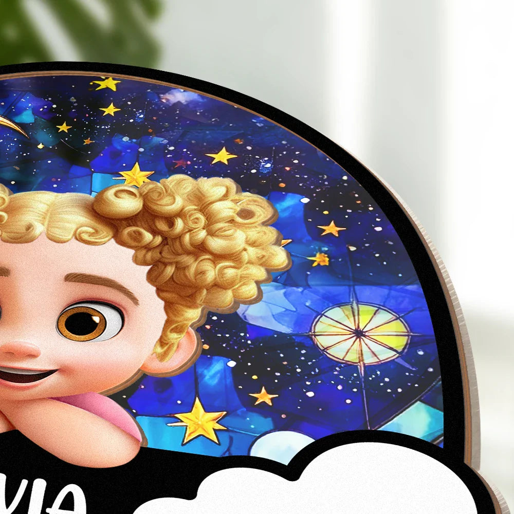 Gift For Kids, Gift For Daughter, Gift For Son, Love - Baby Kid On The Rainbow - Personalized Plug-in Night Light