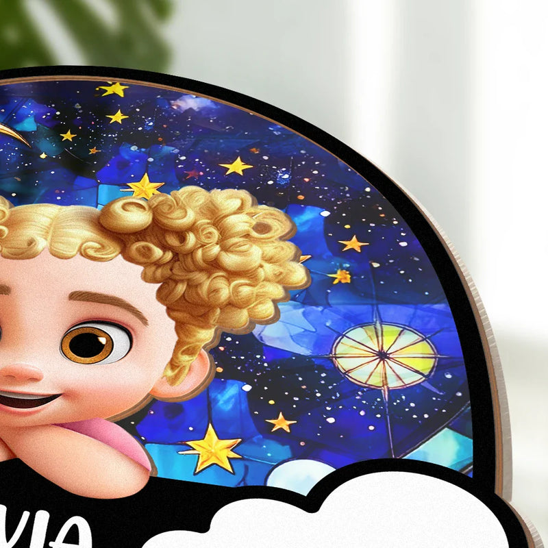 Gift For Kids, Gift For Daughter, Gift For Son, Love - Baby Kid On The Rainbow - Personalized Plug-in Night Light