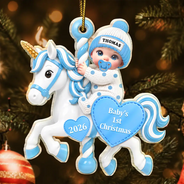 Adorable,New Mom,Christmas,Gift For Mother,Icon - Baby On Carousel House First Christmas - Personalized Custom Shaped Acrylic Ornament