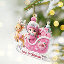 Christmas, New baby, Happy - Baby Santa In Sleigh First Christmas - Personalized Custom Shaped Acrylic Ornament