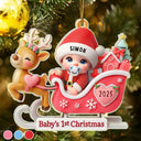 Christmas, New baby, Happy - Baby Santa In Sleigh First Christmas - Personalized Custom Shaped Acrylic Ornament