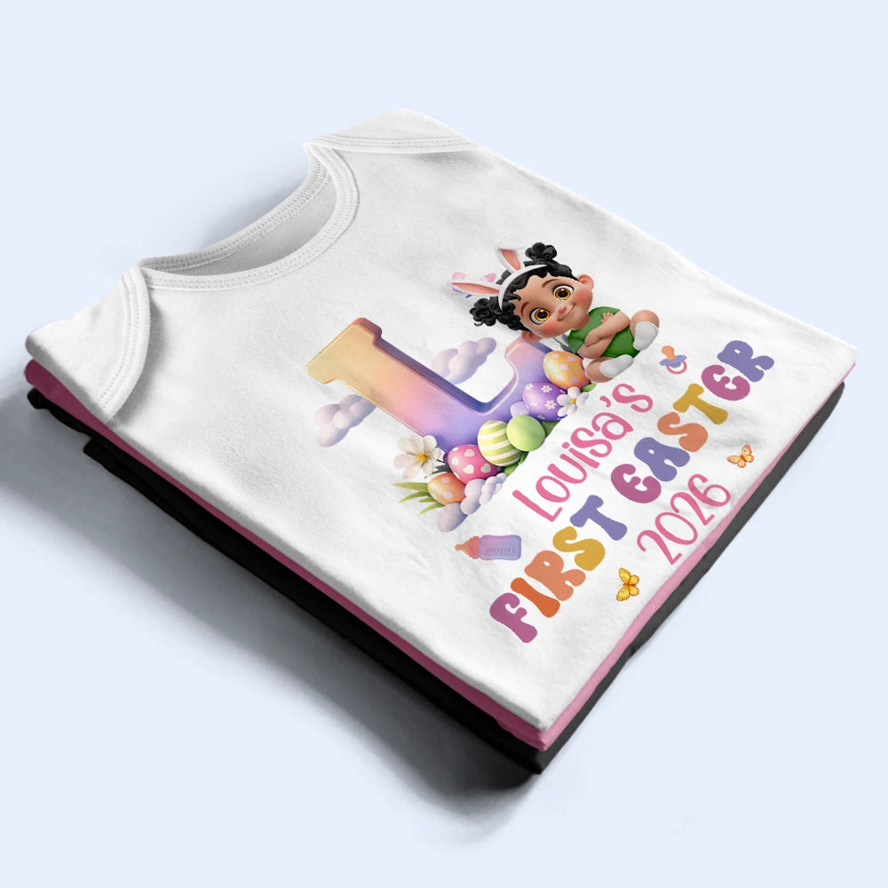 Easter,Gift For Kids,Grandma,Grandkids,Gift For Grandkids,Grandpa,Dad,Children,Mom,Happy - Baby Sitting With Easter Alphabet Letters - Personalized Baby Onesie