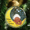 Gift For Kids, Parents, Christmas, Happy - Baby's First Christmas - Personalized Circle Glass Ornament
