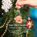 New baby,New Dad,New Mom,Christmas,Happy,Family - Baby's First Christmas - Personalized Custom Shaped Acrylic Ornament