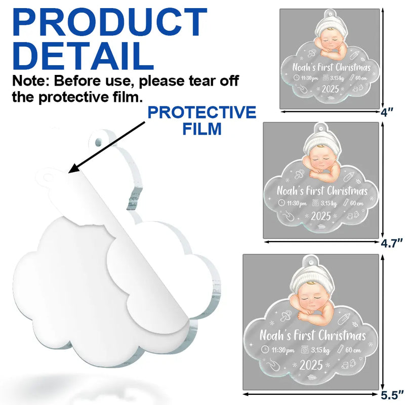 New baby,New Dad,New Mom,Christmas,Happy,Family - Baby's First Christmas - Personalized Custom Shaped Acrylic Ornament