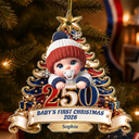 Adorable,Independence Day,Parents,America 250th,Christmas,Icon - Baby's First Christmas 250 America Anniversary - Personalized Custom Shaped Acrylic Ornament