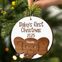 Happy, New baby, New Mom, New Dad, Christmas, Parents - Baby's First Christmas Cute Animal - Personalized 2-Layered Wooden Ornament