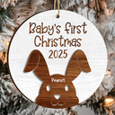 Happy, New baby, New Mom, New Dad, Christmas, Parents - Baby's First Christmas Cute Animal - Personalized 2-Layered Wooden Ornament
