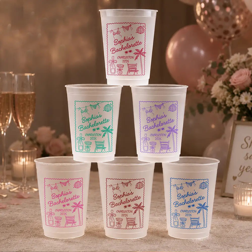Bachelorette Coast Party - Personalized Frosted Cups