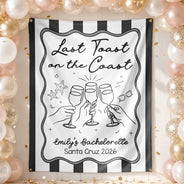 Bachelorette, Beach, Cozy, Gift For Yourself, Gift For Women, Icon - Bachelorette Last Toast On The Coast - Personalized Backdrop