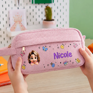 Back To School,Gift For Kids,Adorable,Vector,Icon - Back To School Kid's Name - Personalized Corduroy Pencil Case