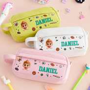 Back To School,Gift For Kids,Adorable,Vector,Icon - Back To School Kid's Name - Personalized Corduroy Pencil Case
