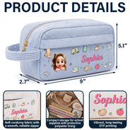 Back To School,Gift For Kids,Adorable,Vector,Icon - Back To School Kid's Name - Personalized Corduroy Pencil Case