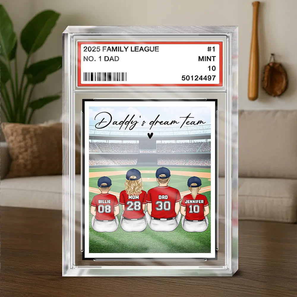 Plaque rectangulaire en acrylique personnalisée, style carte de baseball familiale