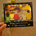 Family,Parents,Gift For Grandparents,Gift For Daughter,Gift For Son,Love - Backside Family Starry Night - Personalized LED Light Wooden Plaque