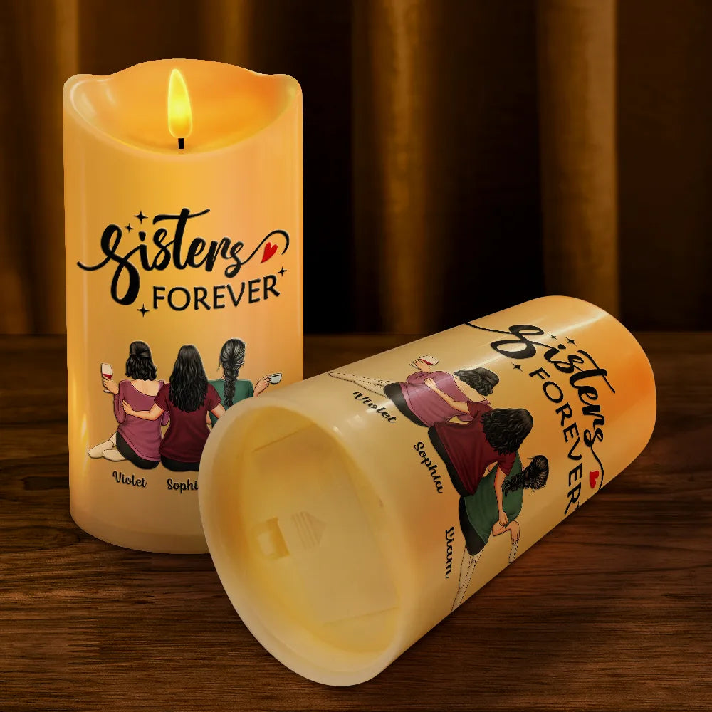 Gift For Bestie,Old Best friends,Gift For Sisters,Gift For Brothers,Gift For Sibling,Cousin,Happy,Family - Backside Friends Forever Siblings Forever - Personalized Flameless LED Candle