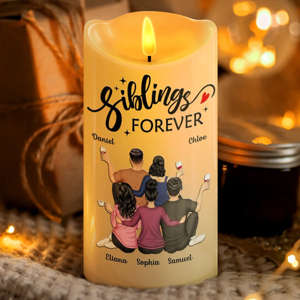 Gift For Bestie,Old Best friends,Gift For Sisters,Gift For Brothers,Gift For Sibling,Cousin,Happy,Family - Backside Friends Forever Siblings Forever - Personalized Flameless LED Candle