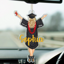 Graduation,Happy - Backside Woman Man Graduation - Personalized Acrylic Car Hanger