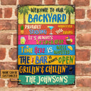 Backyard Bar Grilling Welcome To Custom Classic Metal Signs