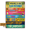 Backyard Bar Grilling Welcome To Custom Classic Metal Signs