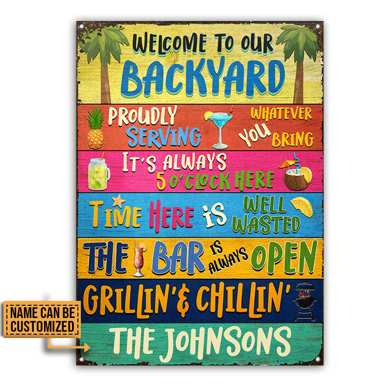 Backyard Bar Grilling Welcome To Custom Classic Metal Signs