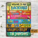Backyard Bar Grilling Welcome To Custom Classic Metal Signs