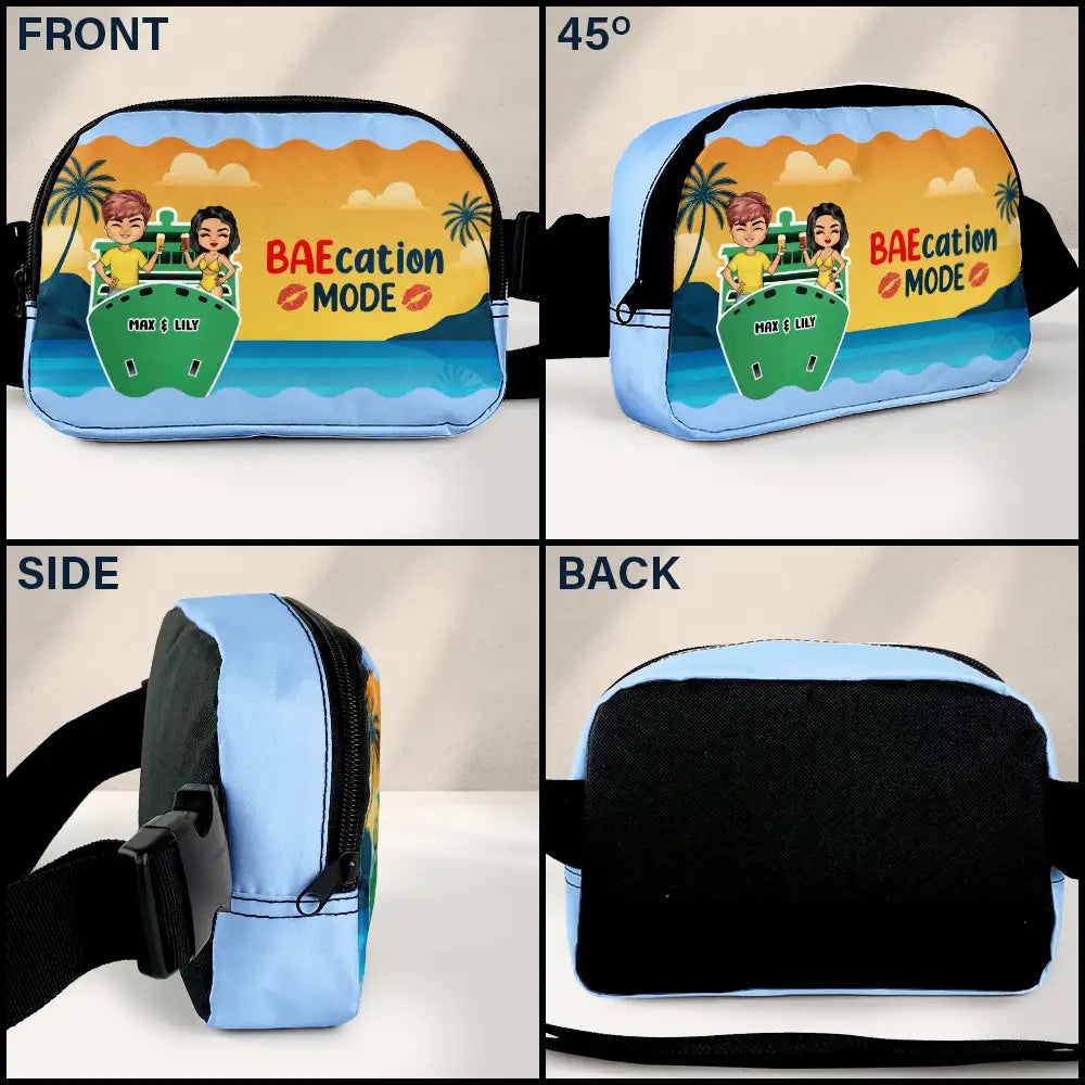 Gift For Couples,Travel,Cruising,Happy,Gift For Women,Gift For Men - Baecation Mode Couples - Personalized Crossbody Belt Bag