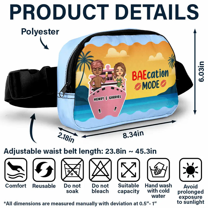 Gift For Couples,Travel,Cruising,Happy,Gift For Women,Gift For Men - Baecation Mode Couples - Personalized Crossbody Belt Bag