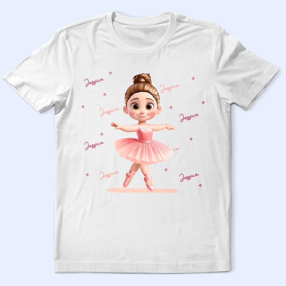 Gift For Kids,Happy - Ballerina Cute Girl 3D Effect - Personalized T Shirt