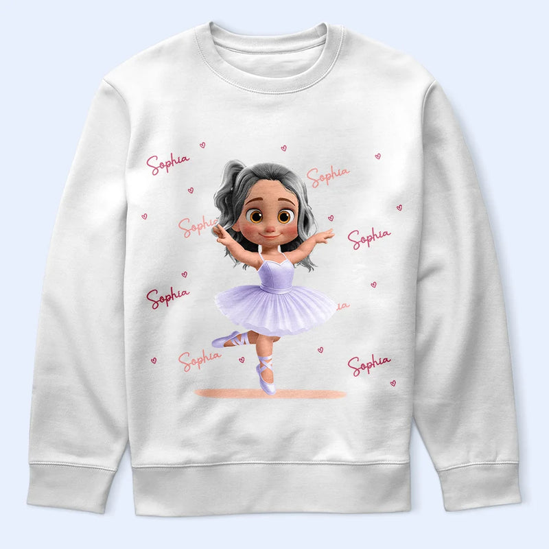 Gift For Kids,Happy - Ballerina Cute Girl 3D Effect - Personalized T Shirt