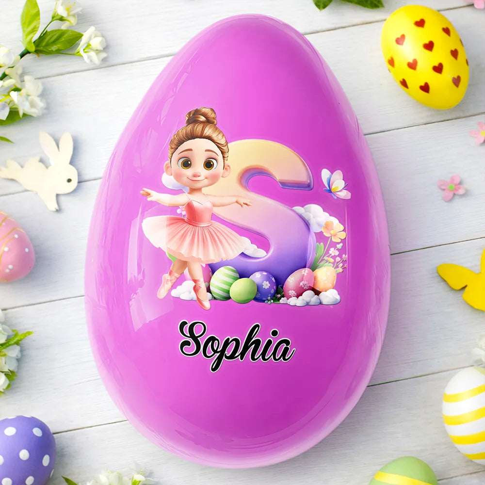 Easter,Happy,Gift For Kids,Parents - Ballerina Girl Alphabet - Personalized Fillable Egg