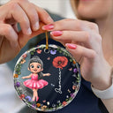 Gift For Kids,Gift For Grandkids,Christmas,Happy - Ballet Kid Girl Birth Month Flower - Personalized Circle Glass Ornament