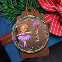 Gift For Kids,Gift For Grandkids,Christmas,Happy - Ballet Kid Girl Birth Month Flower - Personalized Circle Glass Ornament