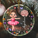 Gift For Kids,Gift For Grandkids,Christmas,Happy - Ballet Kid Girl Birth Month Flower - Personalized Circle Glass Ornament