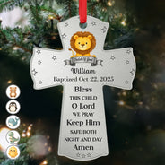 New baby, Christmas, Christian - Baptism Cross Bless This Child - Personalized Metal Ornament