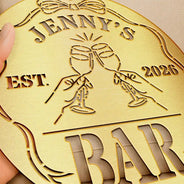 Funny,Gift For Couples,Patio,Gift For Husband,Gift For Wife,Gift For Boyfriend,Gift For Girlfriend - Bar Sign Funny - Personalized Cutout Metal Sign