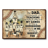 Personalized Baseball Dad And Child Thank You Dad Custom Poster
