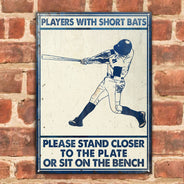 Panneaux métalliques classiques personnalisés avec battes courtes pour joueurs de baseball