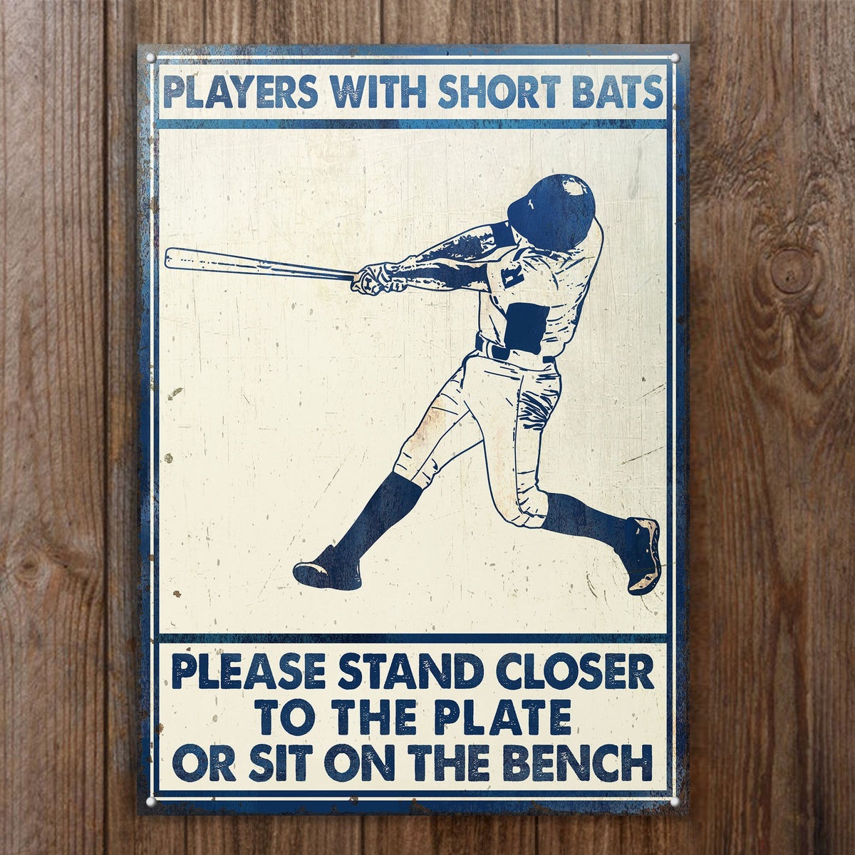 Panneaux métalliques classiques personnalisés avec battes courtes pour joueurs de baseball