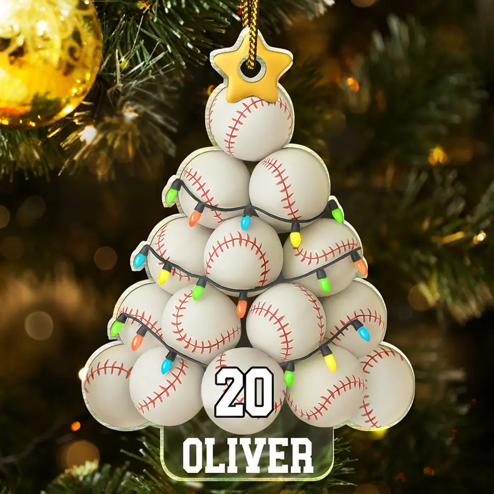 Baseball Christmas Tree - Personalized Custom Shaped Acrylic Ornament