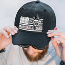 Happy,Sport Dad,Gift For Father,Gift For Men,Baseball - Baseball Dad - Personalized Vintage Washed Denim Cap