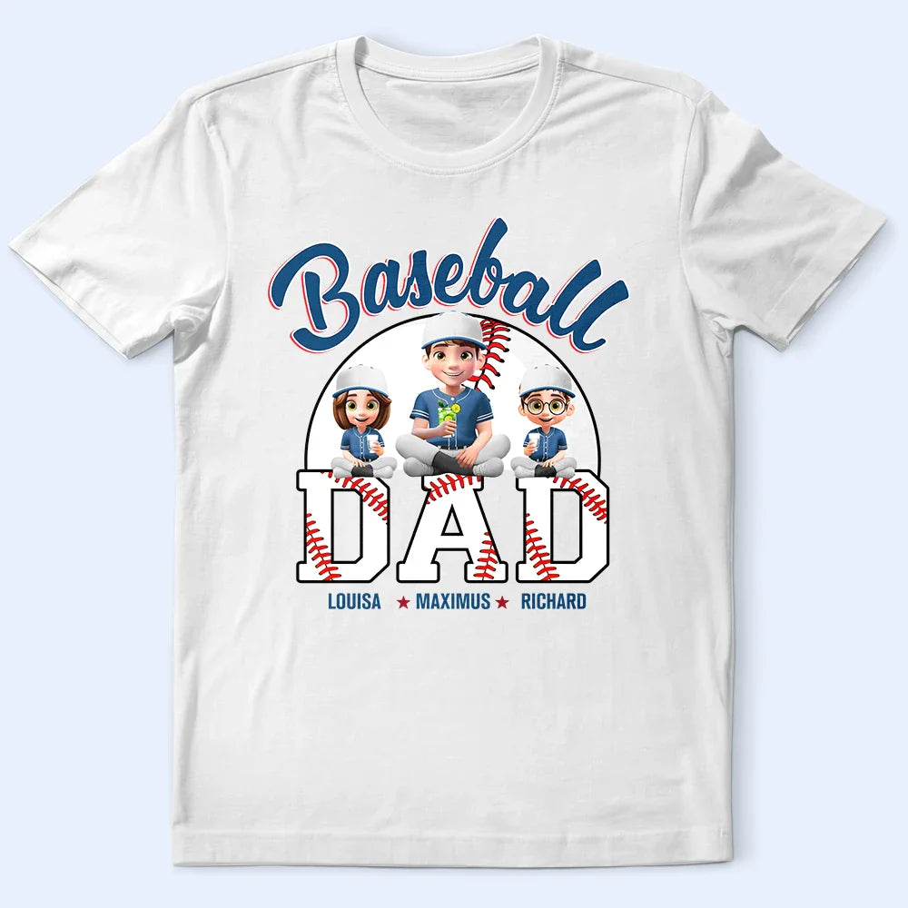 Gift For Father, Dad's Hobby, Sport Dad, Happy - Baseball Dad 3D Effect - Personalized T Shirt